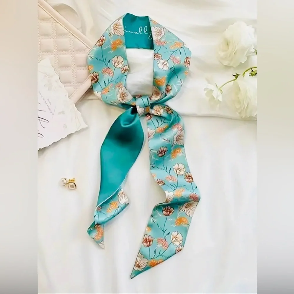 Elegant Floral Long Scarf – Imitation Silk Accessory with Message of Hope